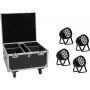 EUROLITE Set 4x AKKU IP PAR 14 HCL QuickDMX + Flightcase IP65 Bühnenbeleuchtungs-Set