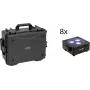 EUROLITE Set 8x AKKU Flat Light 3 sw + Kunststoffkoffer mit Trolley RGBW LED QuickDMX
