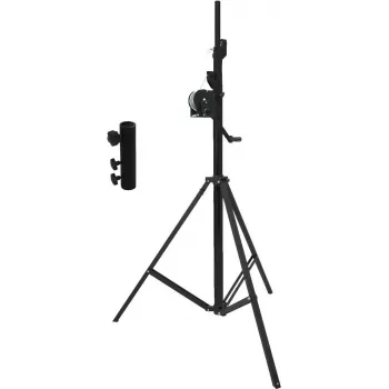 EUROLITE STT-400/85 Kurbelstativ-Set mit STV3529 Langadapter, TÜV/GS-zertifiziert, Schwarz 20000328