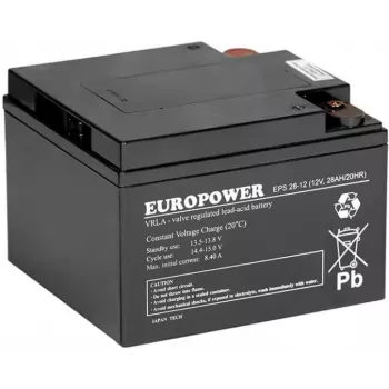 Europower AGM Batterie EPS Serie 12V 28Ah (8-12 Jahre Lebensdauer)