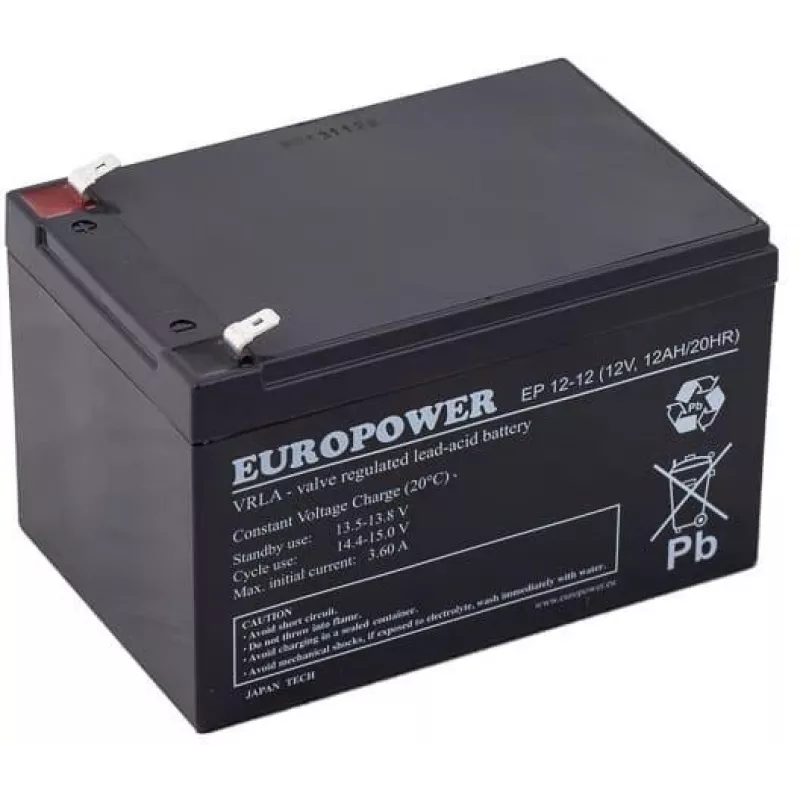 Europower EP12-12 12V 12Ah AGM Batterie