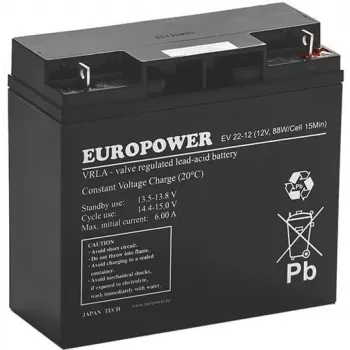 EUROPOWER EV Series AGM Batterie 12V 20Ah (C10) Deep Cycle VRLA
