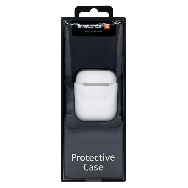 EVELATUS Apple AirPods Case EAC05 White - Silikon-Schutzhülle mit Karabiner