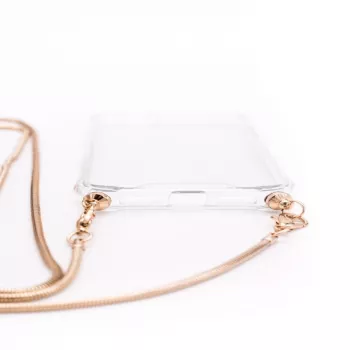 Evelatus Apple iPhone 11 Pro Max Silikon Transparent mit Halskette TPU Band Gold