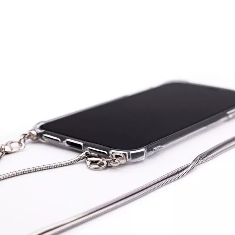 Evelatus Apple iPhone 11 Pro Max Silikon Transparent mit Halsband TPU Band Silber