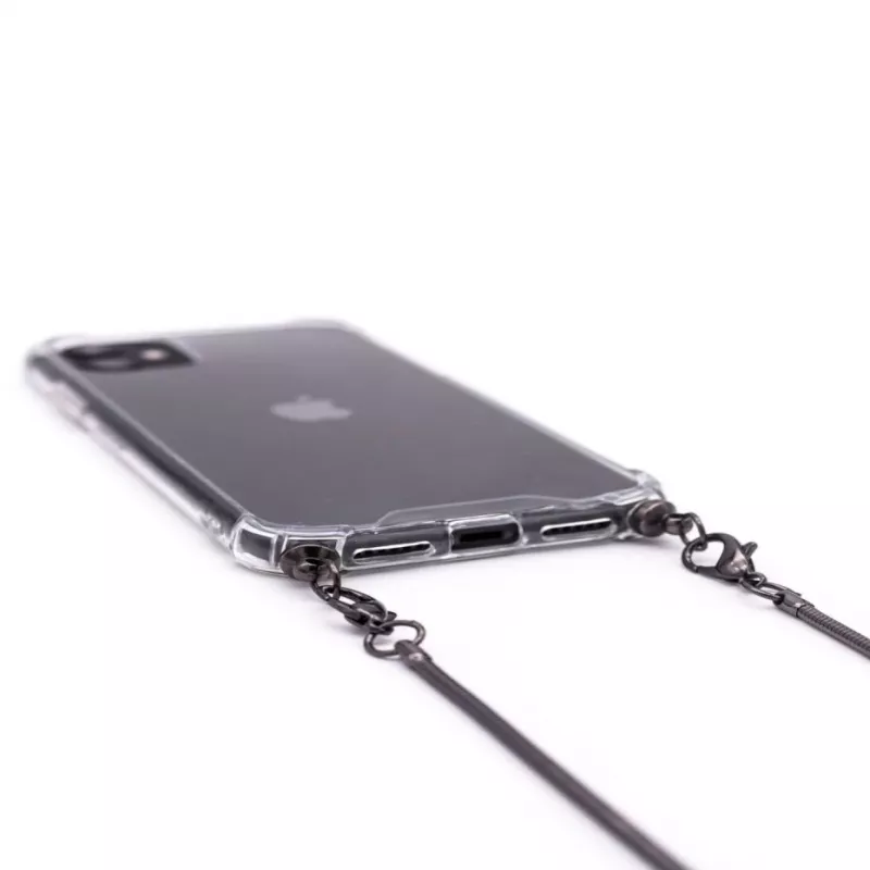 Evelatus Apple iPhone 11 Pro Max Silikon Transparent mit Halsband TPU Band Space Grau