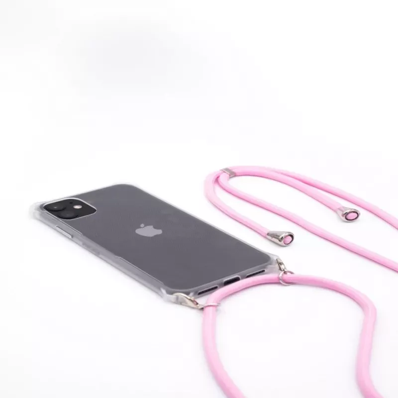 Evelatus Apple iPhone 11 Pro Silikon Transparente Hülle mit Halskette TPU Band Transparent