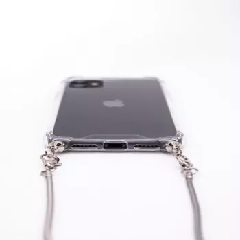 Evelatus Apple iPhone 11 Pro Silikon Transparent mit Halsband TPU Band Silber