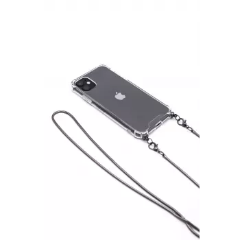 Evelatus Apple iPhone 11 Pro Silikon Transparent mit Halsband TPU-Band Space Grau