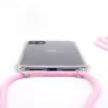Evelatus Apple iPhone 11 Silikon Transparente Hülle mit Halsband TPU Band Transparent Pink
