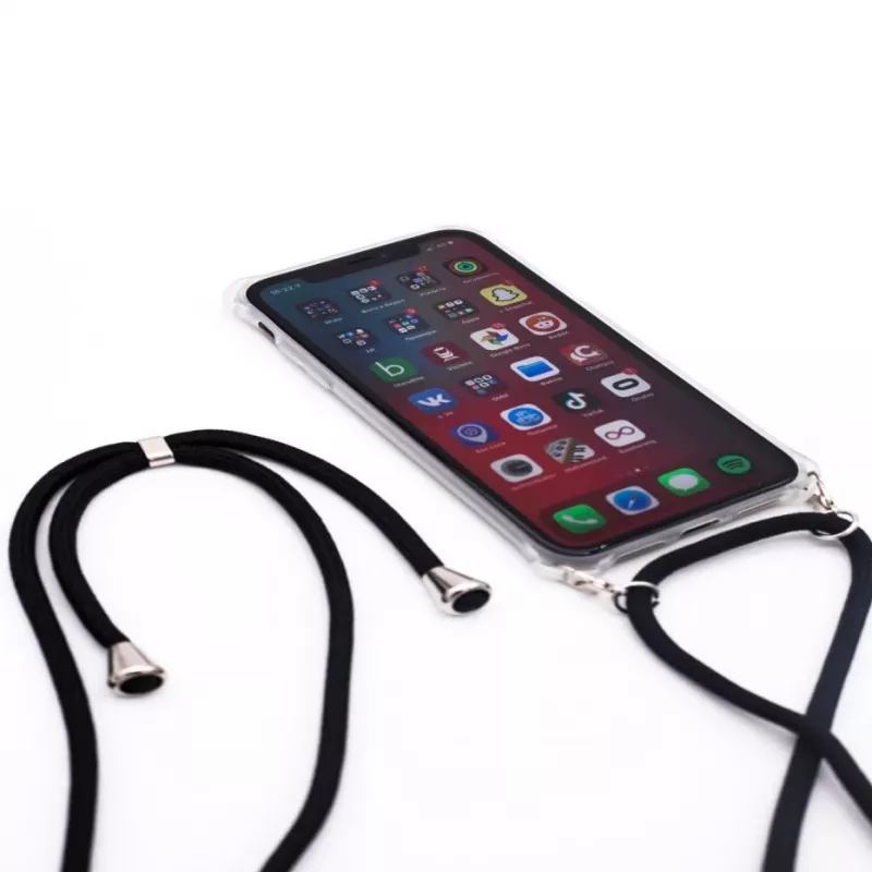 Evelatus Apple iPhone 11 Silikon Transparente Hülle mit Halskette TPU Band Transparent