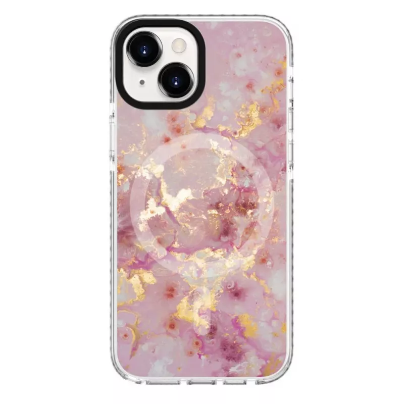 Evelatus Apple iPhone 15 PC+TPU Hülle mit MagSafe – Marmor Rosa