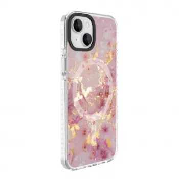 Evelatus Apple iPhone 15 PC+TPU Hülle mit MagSafe – Marmor Rosa