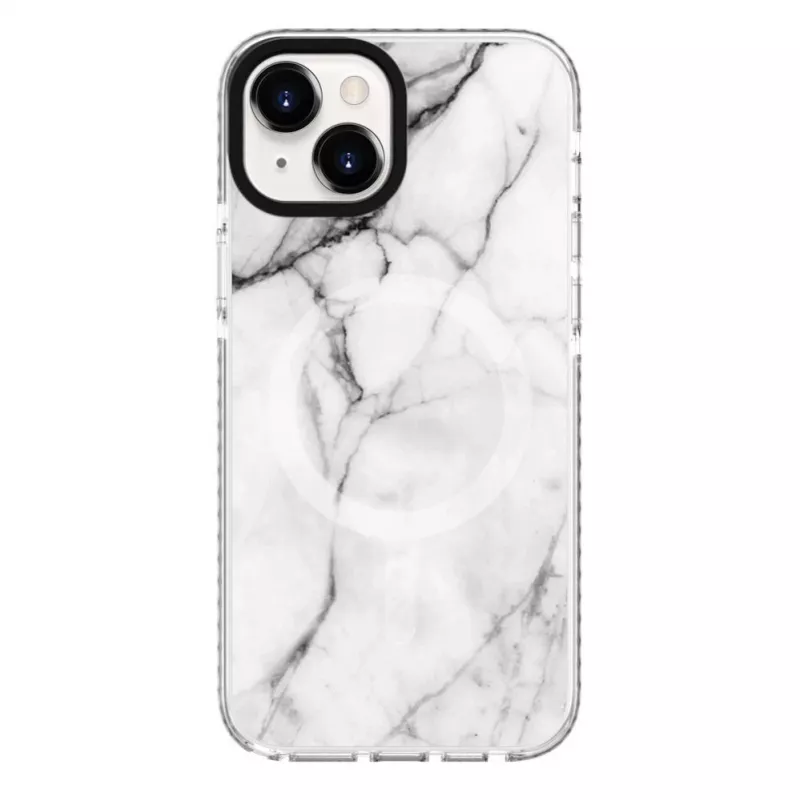 Evelatus Apple iPhone 15 Plus PC+TPU Hülle mit MagSafe – Custom Marble White