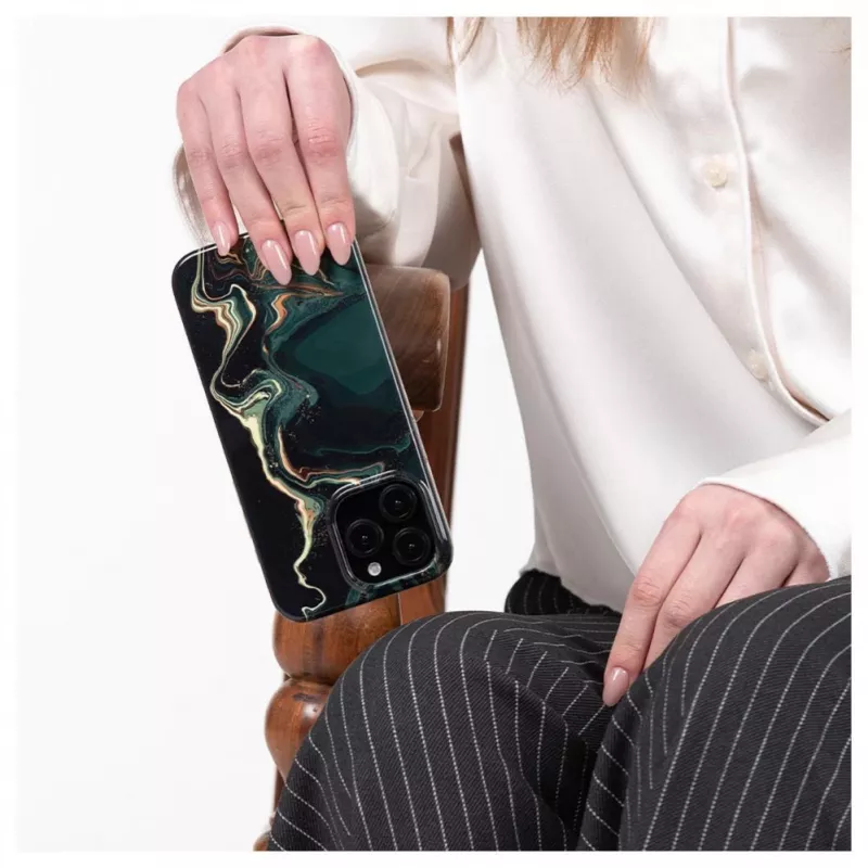 Evelatus Apple iPhone 15 Pro PC-Hülle Custom Print Marble Dark Green