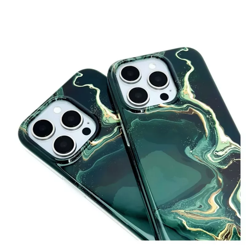 Evelatus Apple iPhone 15 Pro PC-Hülle Custom Print Marble Dark Green