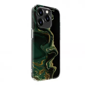 Evelatus Apple iPhone 15 Pro PC-Hülle Custom Print Marble Dark Green