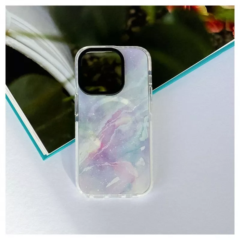 Evelatus Apple iPhone 15 Pro PC+TPU Hülle mit MagSafe – Marmor Lila