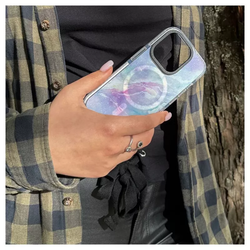 Evelatus Apple iPhone 15 Pro PC+TPU Hülle mit MagSafe – Marmor Lila