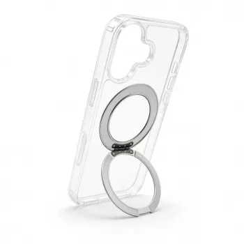 Evelatus Apple iPhone 17 Hybrid-Hülle mit MagSafe PC+TPU 360 Metallständer Transparent
