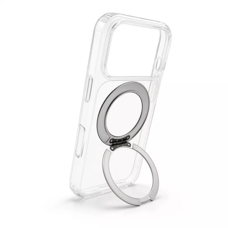 Evelatus Apple iPhone 17 Pro Hybrid-Hülle mit MagSafe PC+TPU 360° Metallständer Transparent