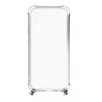 Evelatus Apple iPhone XR Silikon Transparent mit Halsband TPU Band Silber