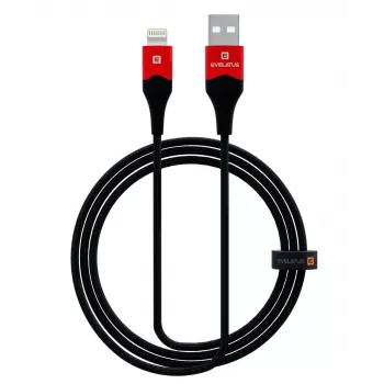 Evelatus Apple Lightning Datenkabel MFI09 Aluminiumgehäuse + Geflecht Schwarz Rot