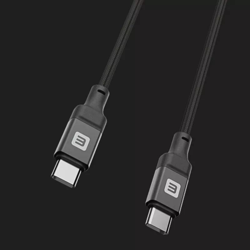 Evelatus Coiled USB-C auf USB-C Kabel 1,2 m 60 W PD geflochten Schwarz