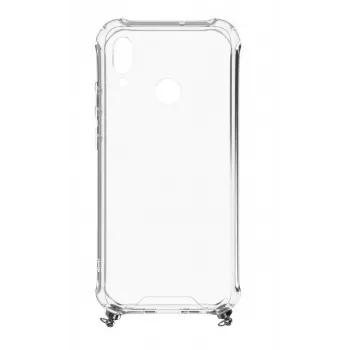 Evelatus Huawei P Smart 2019 Silikon Transparent mit Halsband TPU Band Silber
