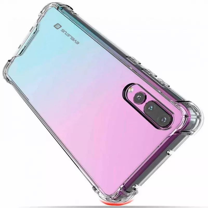 Evelatus Huawei P30 Militär-Stoßschutz Silikonhülle TPU Transparent