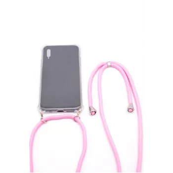 Evelatus Samsung A40 Hülle mit Band Pink Transparent
