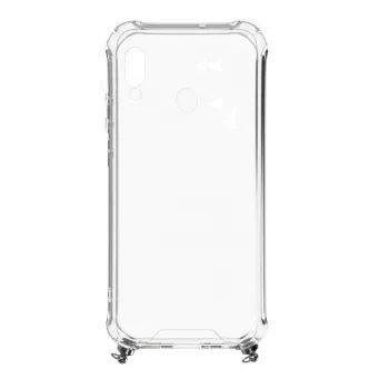 Evelatus Samsung A40 Silikon Transparente Hülle mit Halskette TPU Band Silber