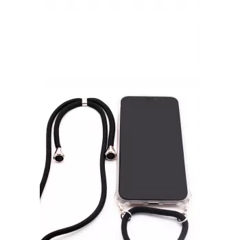 Evelatus Samsung A50 Hülle mit Band Schwarz Transparent