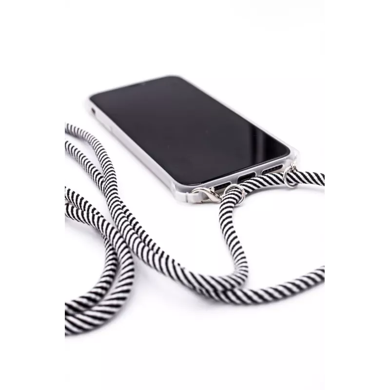 Evelatus Samsung Galaxy A10s Case with Rope Black Stripes Transparent