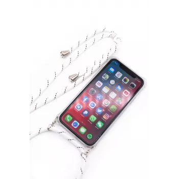 Evelatus Samsung Galaxy A10s Case with Rope White Stripes Transparent