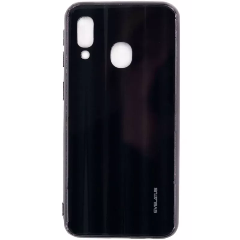 Evelatus Samsung Galaxy A20e Water Ripple Full Color Electroplating Tempered Glass Screen Protector Black