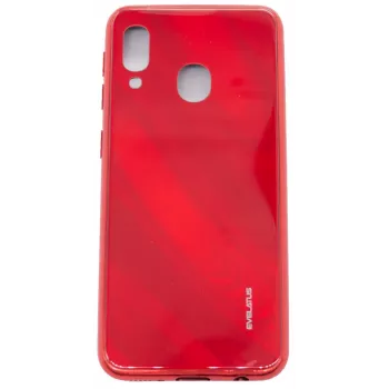 Evelatus Samsung Galaxy A20e Wasserwellen-Vollfarbelektroplattierter Panzerglas-Displayschutz Rot