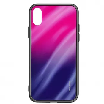 Evelatus Samsung Galaxy A20e Wasserrippel-Verlauf Panzerglas-Hülle mit Anti-Explosionsschutz - Pink-Lila