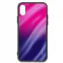 Evelatus Samsung Galaxy A20e Wasserrippel-Verlauf Panzerglas-Hülle mit Anti-Explosionsschutz - Pink-Lila
