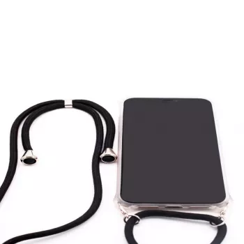 Evelatus Samsung Galaxy A40s Hülle mit Band Schwarz Transparent