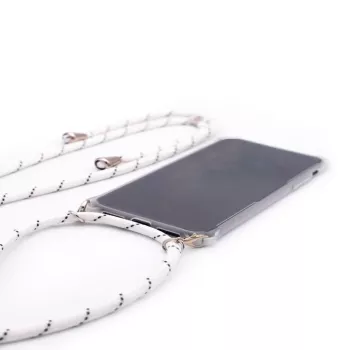 Evelatus Samsung Galaxy A50s Hülle mit Band Weiße Streifen Transparent