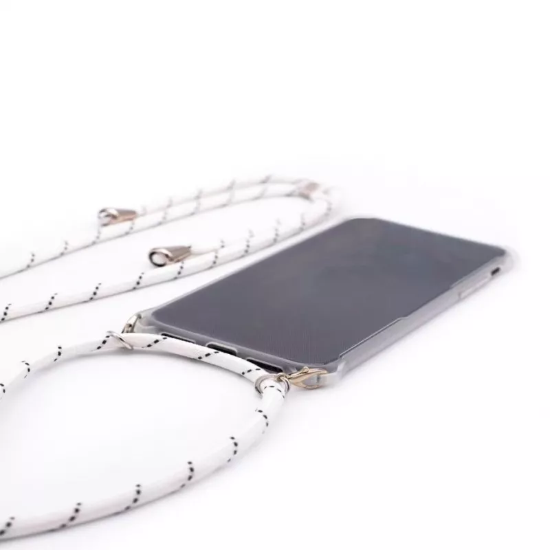 Evelatus Samsung Galaxy A50s Hülle mit Band Weiße Streifen Transparent