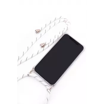 Evelatus Samsung Galaxy A50s Hülle mit Band Weiße Streifen Transparent