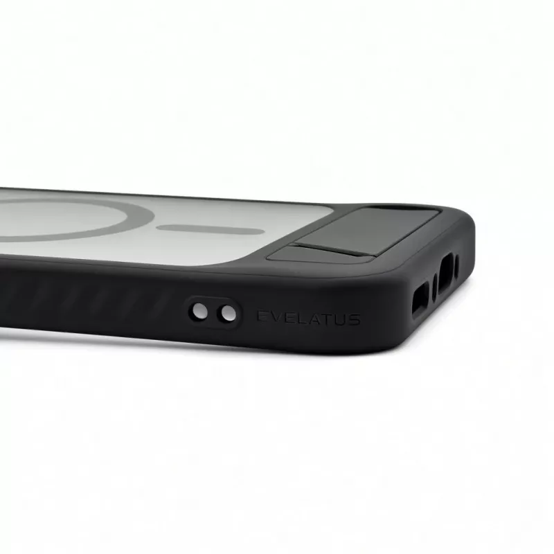 Evelatus Samsung Galaxy A57 Gummiertes MagSafe Case mit Standfuß Schwarz