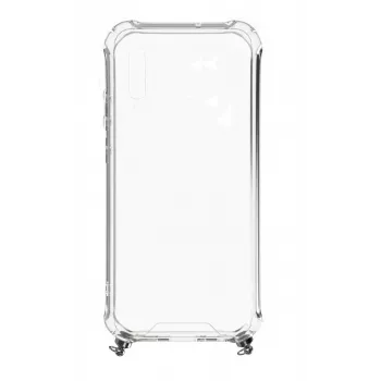 Evelatus Samsung Galaxy A70 Silikon Transparent mit Halsband TPU Band Space Gray