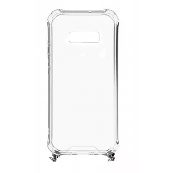 Evelatus Samsung Galaxy S10e Silikon Transparent mit Halskette TPU Band Silber
