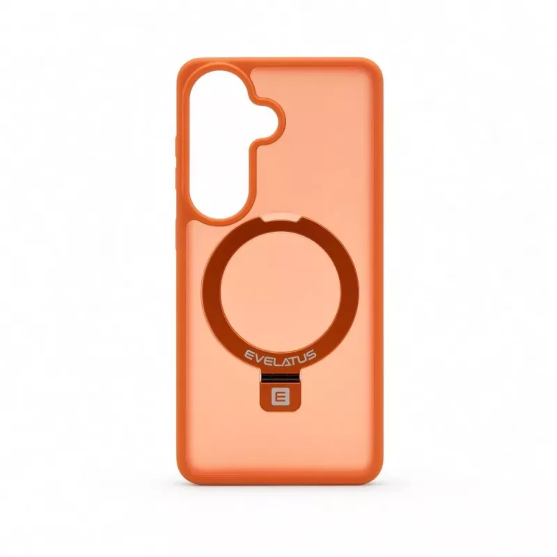 Evelatus Samsung Galaxy S26 Shield Case mit MagSafe & Ständer Matt Ring Orange