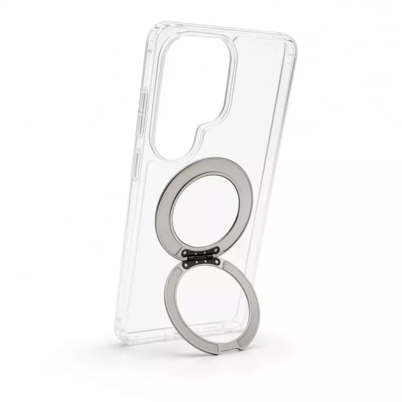 Evelatus Samsung Galaxy S26 Ultra Hybrid-Hülle mit MagSafe PC+TPU 360 Metallständer Transparent