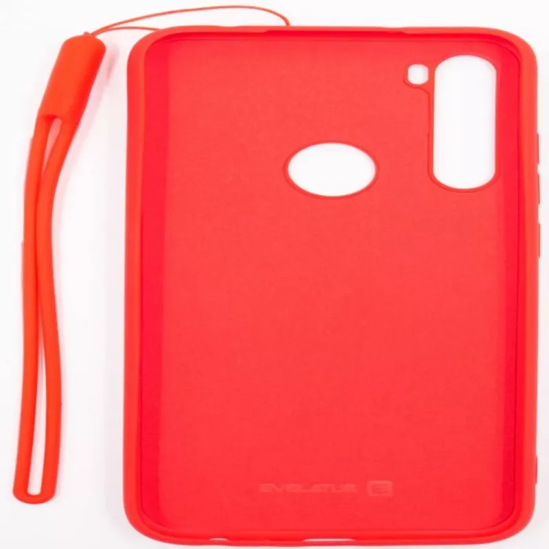 Evelatus Soft Touch Silikonhülle mit Band für Xiaomi Redmi Note 8 / Redmi Note 8 2021 - Rot