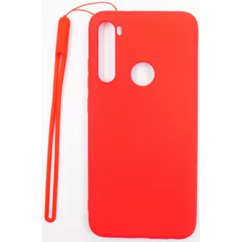 Evelatus Soft Touch Silikonhülle mit Band für Xiaomi Redmi Note 8 / Redmi Note 8 2021 - Rot
